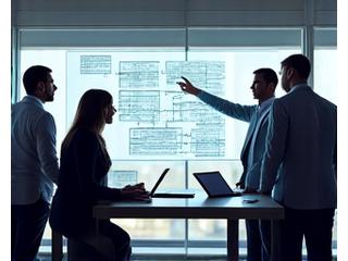 変革のプロセスについて話し合うビジネスチーム